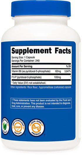 Nutricost P5P capsules de vitamine B6 à côté d'une cuillère