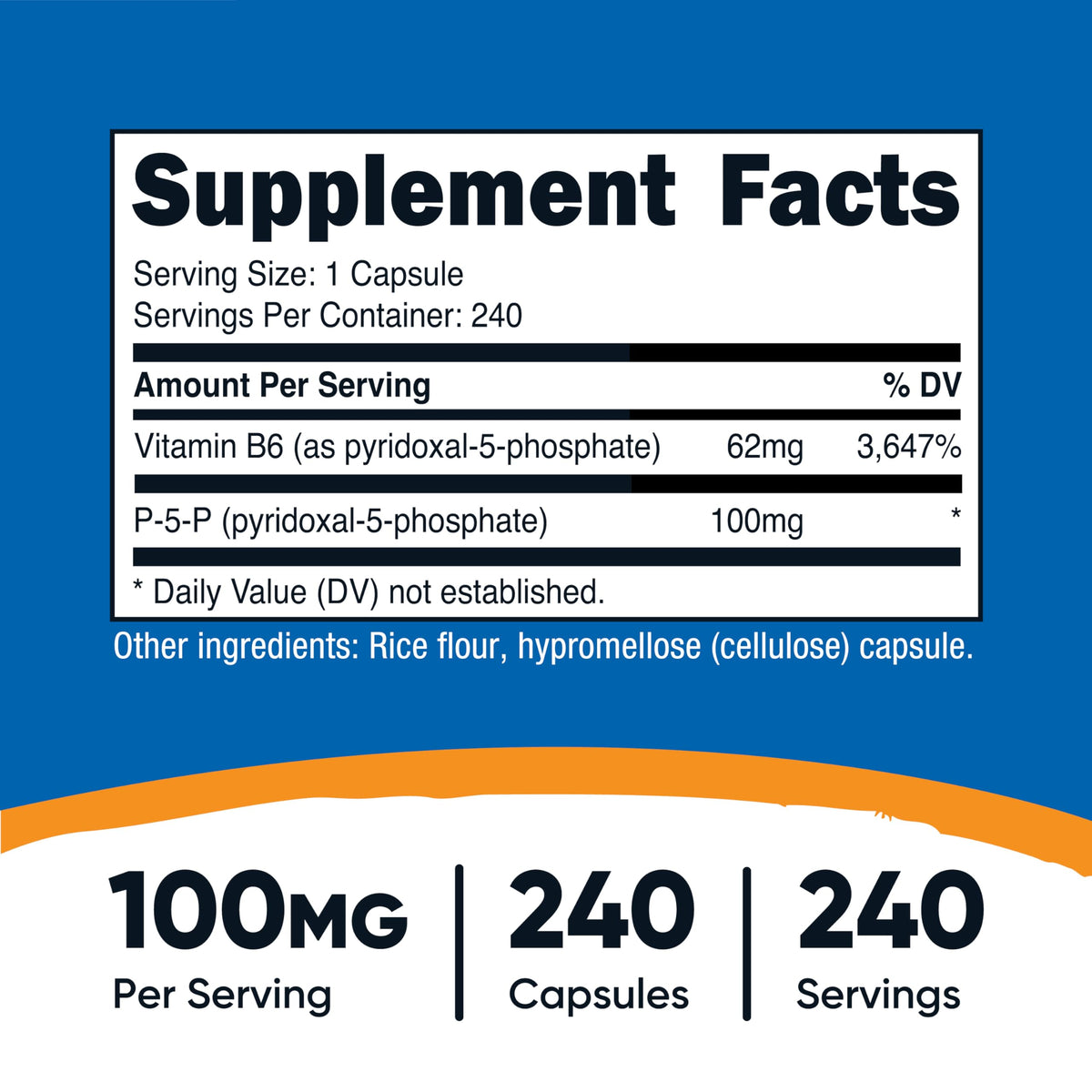 Nutricost P5P flacon de 240 capsules de vitamine B6