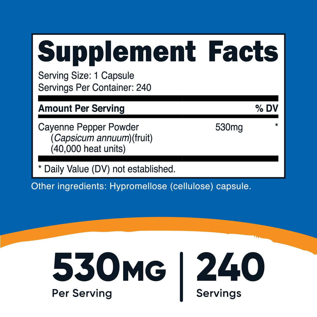 Nutricost Poivre de Cayenne 240 capsules avec étiquette