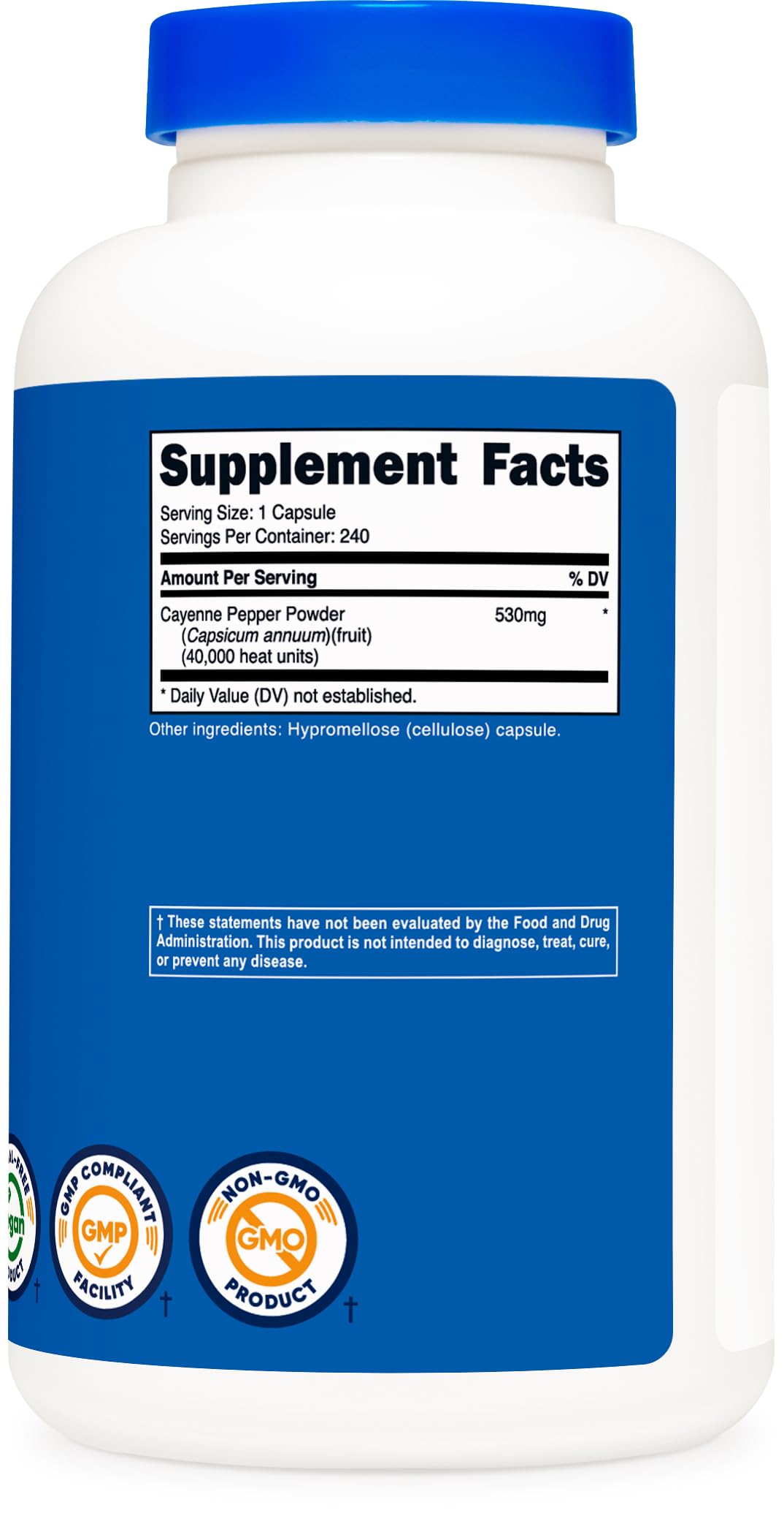 Nutricost Poivre de Cayenne 530mg capsules en gros plan