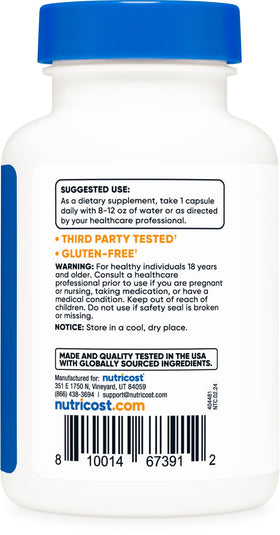 Nutricost Policosanol 40mg, flacon ouvert avec capsules visibles
