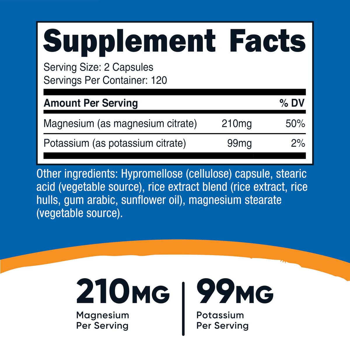 Nutricost Potassium 240 Capsules flacon ouvert