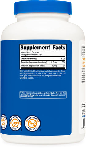 Nutricost Potassium 240 Capsules vue de côté