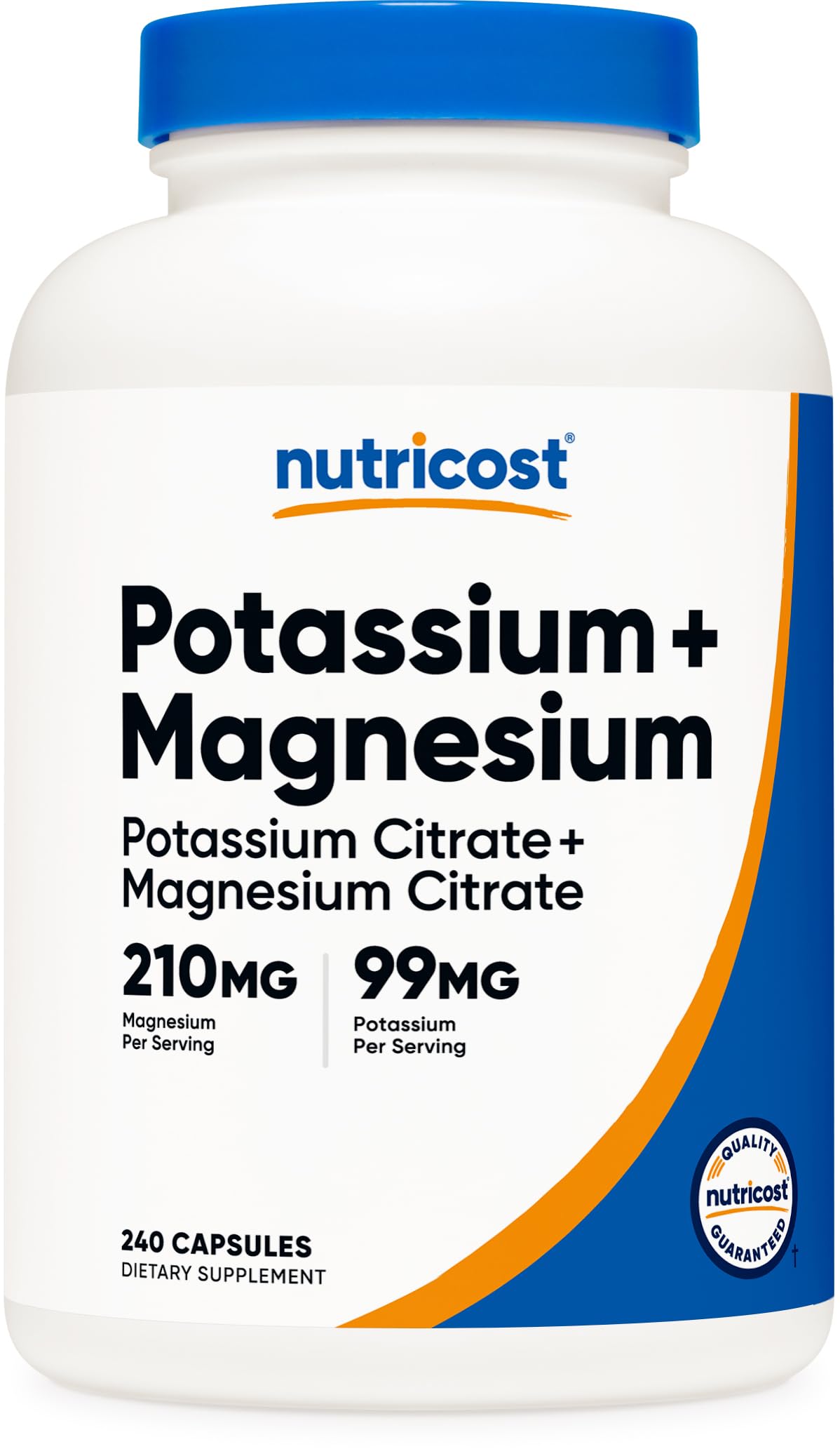 Nutricost Potassium 99mg Magnésium 210mg 240 Capsules vue avant