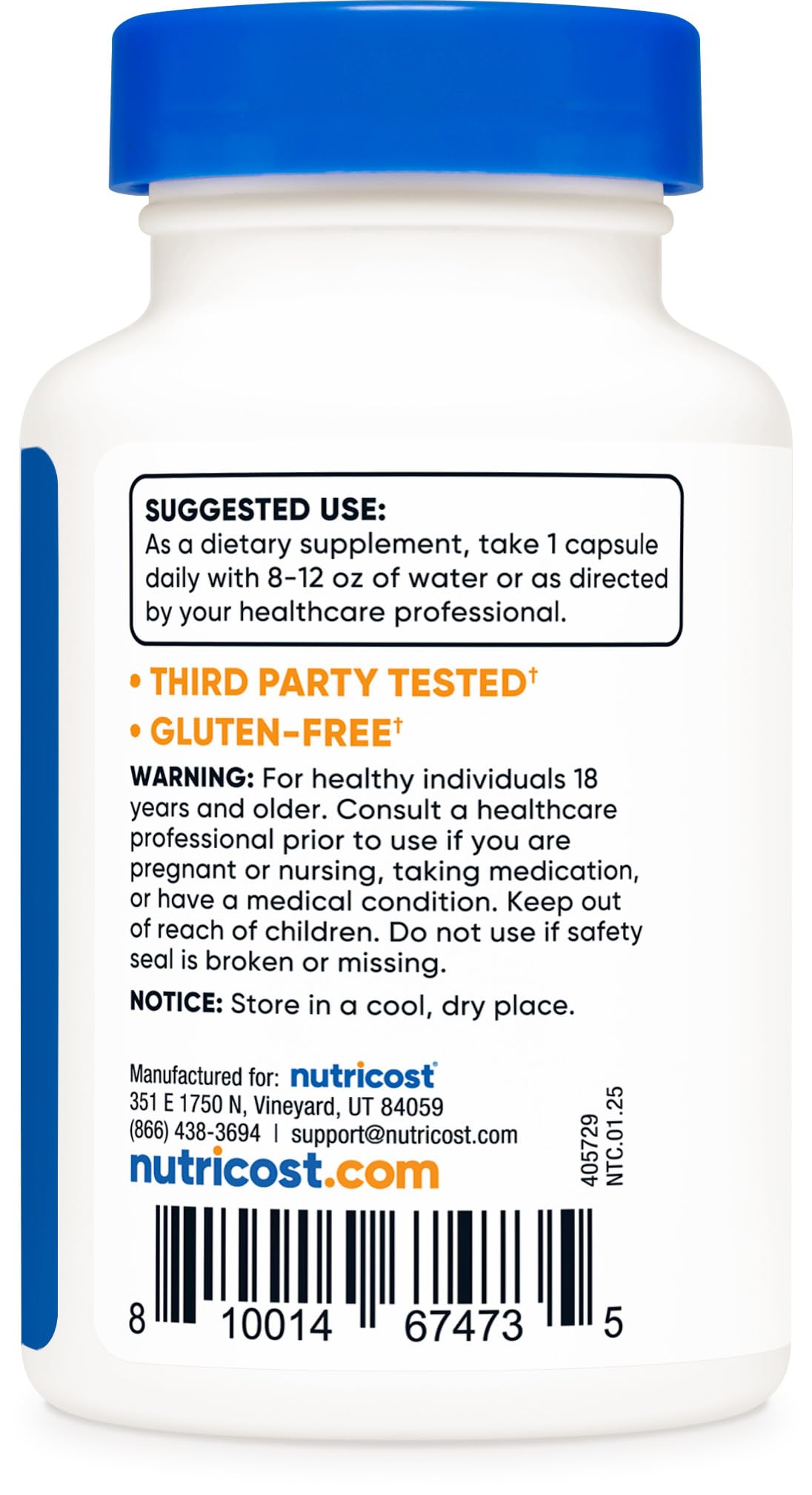 Nutricost Potassium Iodide 65mg, étiquette descriptive