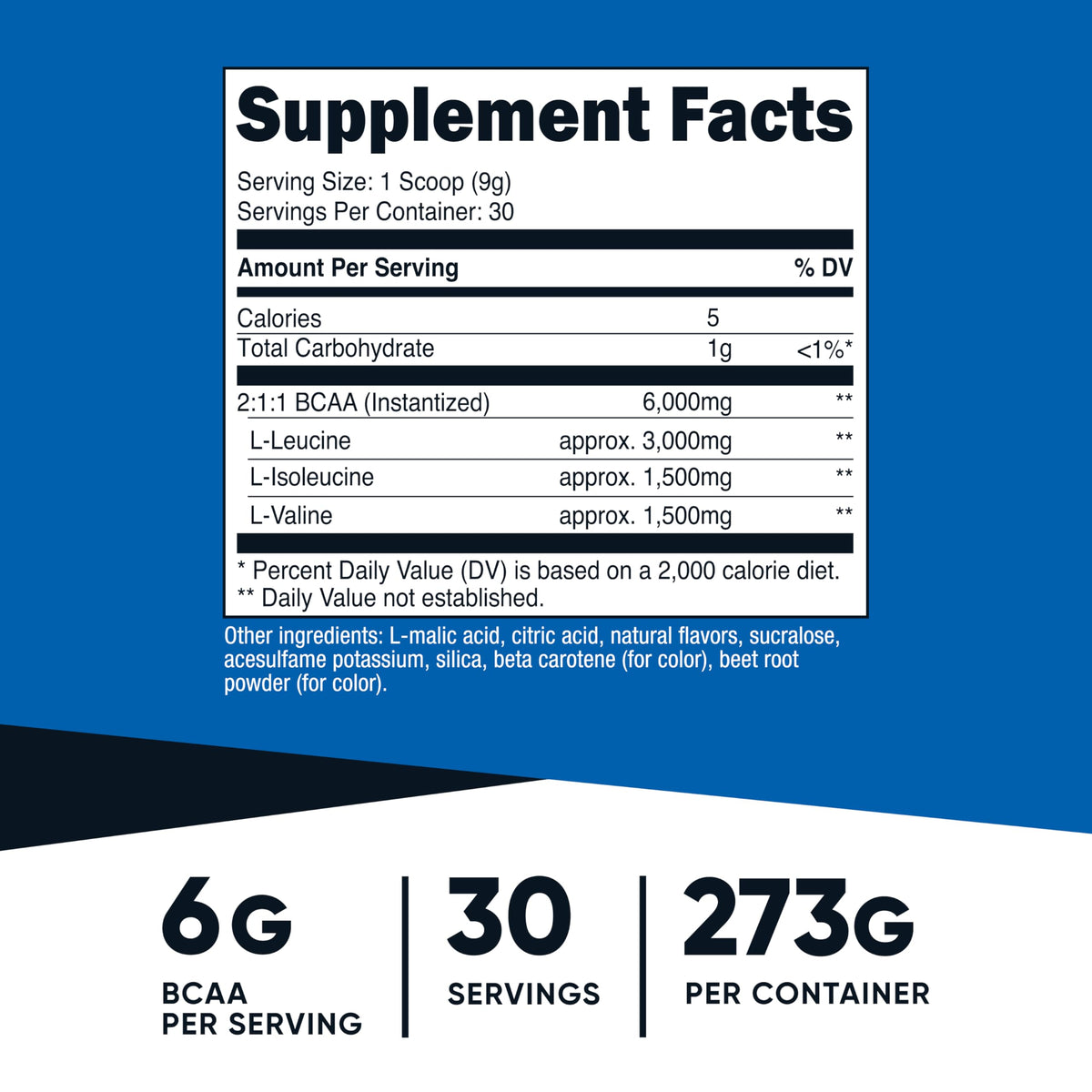 Nutricost Poudre BCAA 2:1:1 avec cuillère dosette