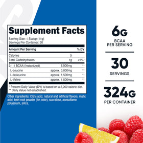 Nutricost Poudre BCAA 2:1:1 Saveur Citron Framboise vue arrière