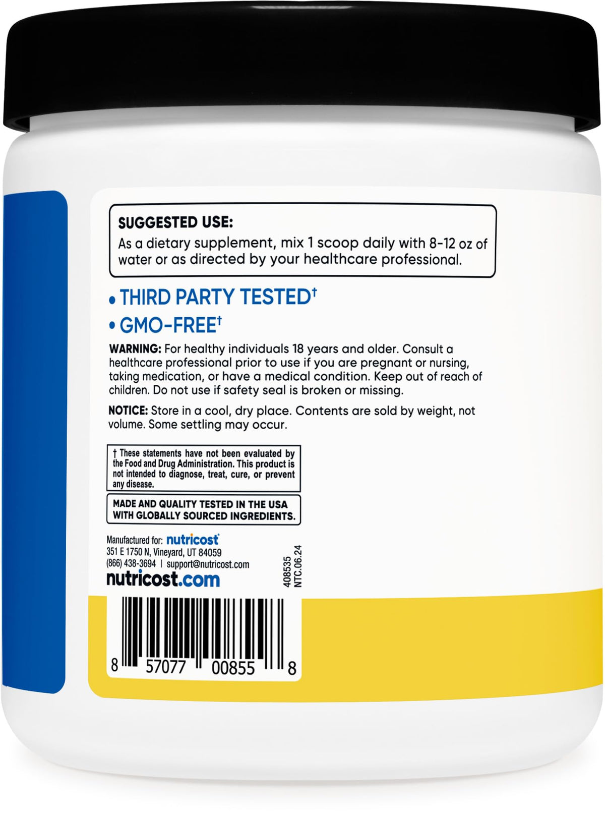 Nutricost Poudre BCAA ananas emballage