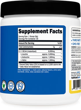 Nutricost Poudre BCAA ananas vue de côté