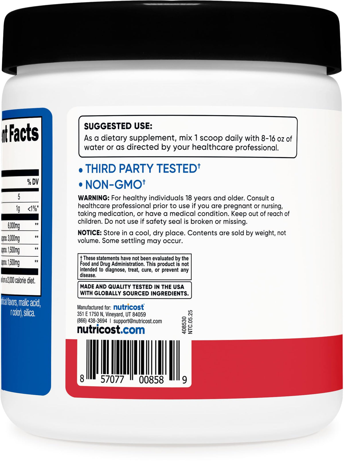 Nutricost Poudre BCAA Kiwi Fraise 349g en préparation de boisson
