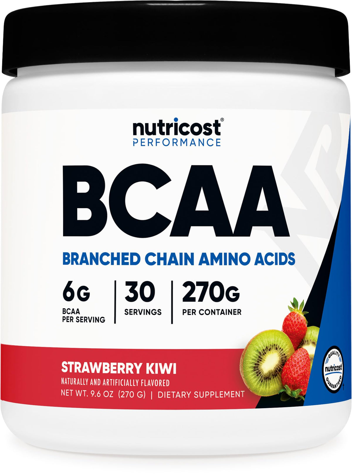 Nutricost Poudre BCAA Kiwi Fraise 349g vue de face
