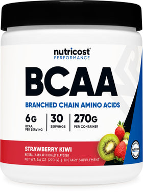Nutricost Poudre BCAA Kiwi Fraise 349g vue de face