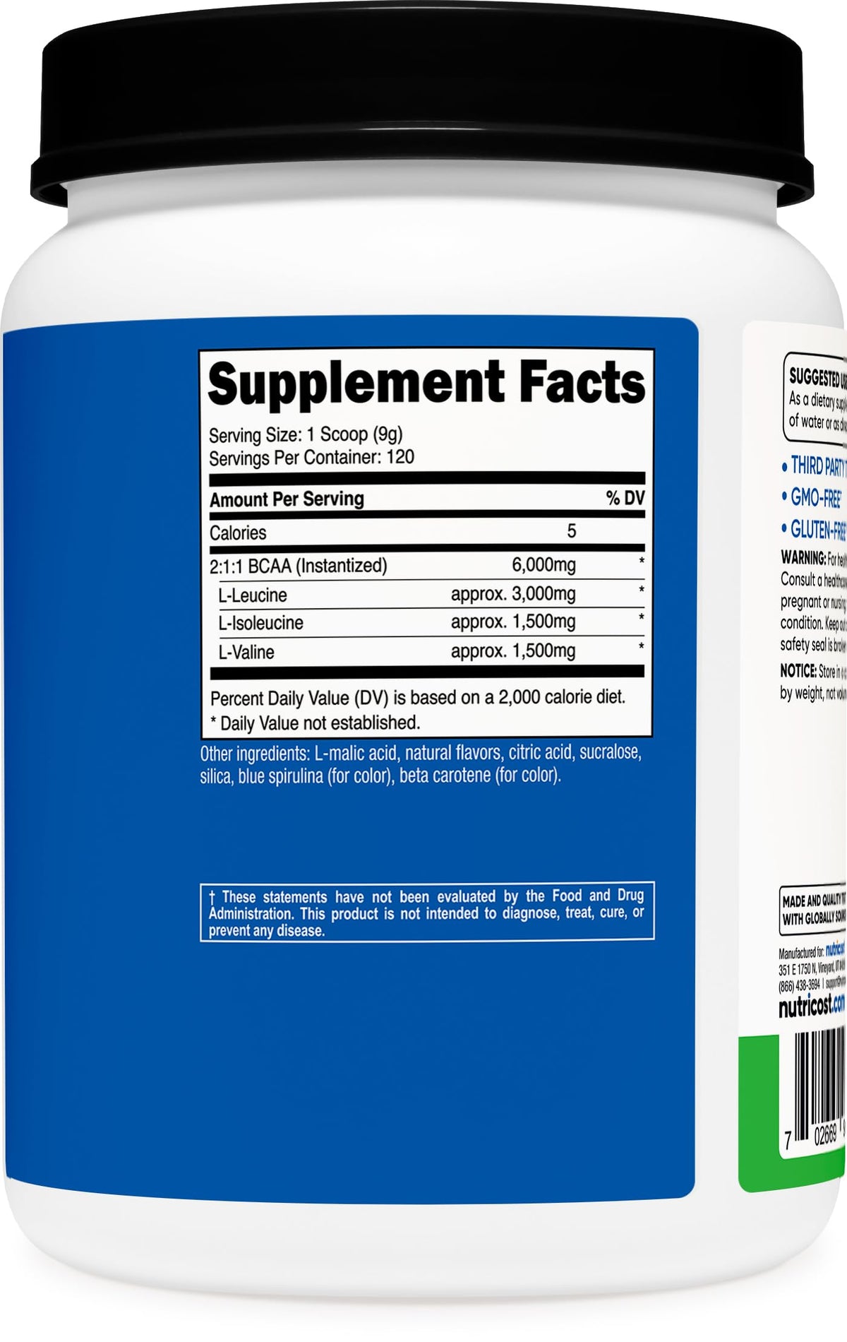 Nutricost Poudre BCAA Pomme Verte avec dosette incluse