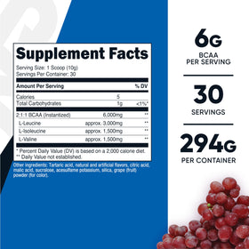 Nutricost Poudre BCAA Raisin 30 Portions détail de la bouteille