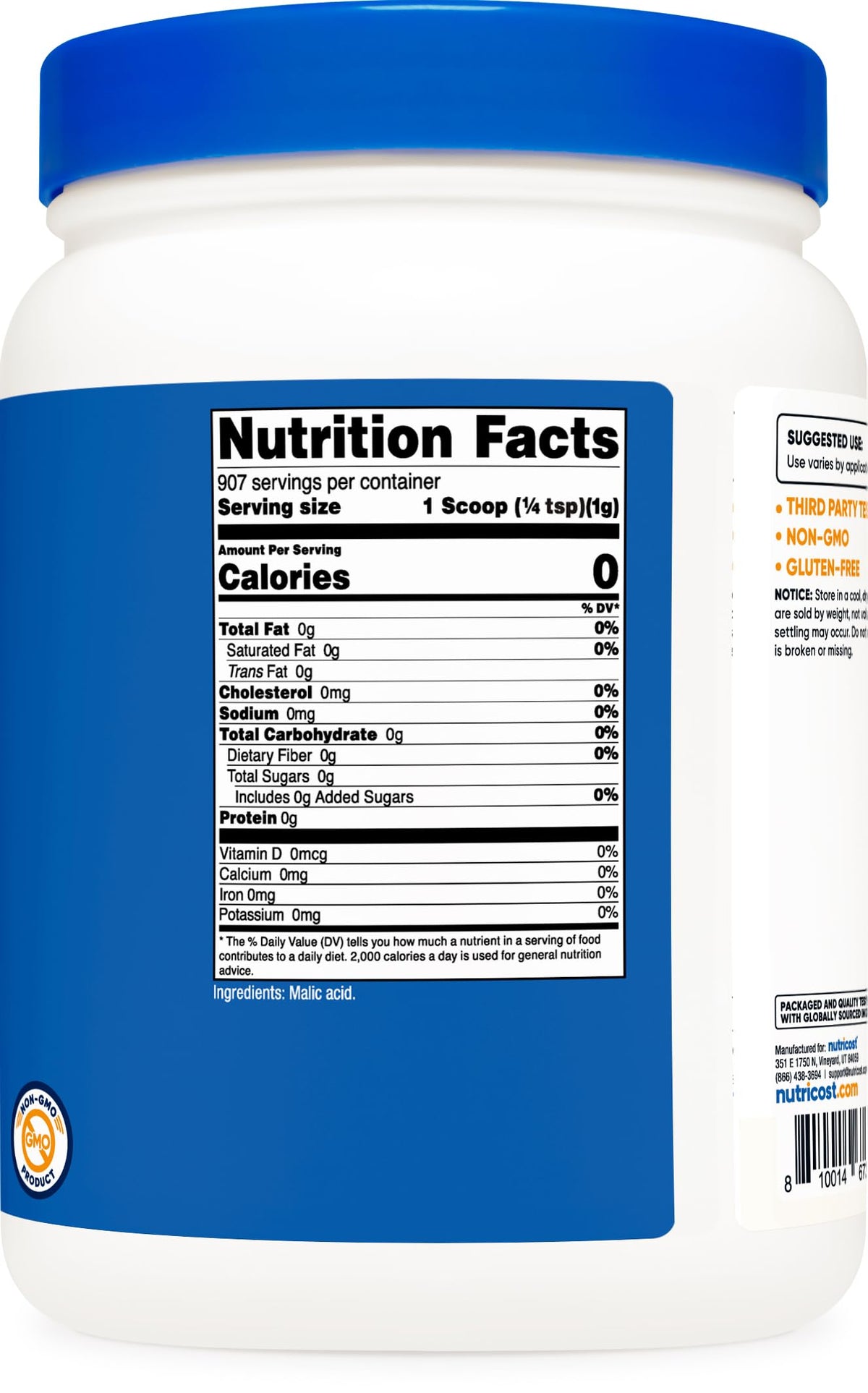 Nutricost Poudre d'Acide Malique 2 LBS avec ingrédients