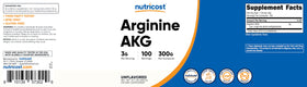 Nutricost Poudre d'Arginine AKG 300g avec ingrédients