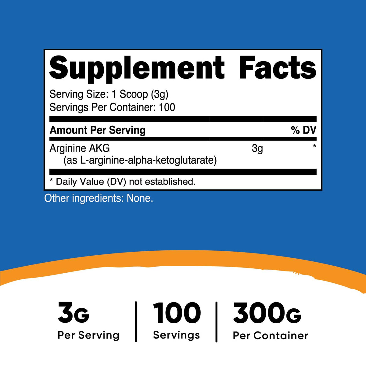 Nutricost Poudre d'Arginine AKG 300g avec mesure incluse