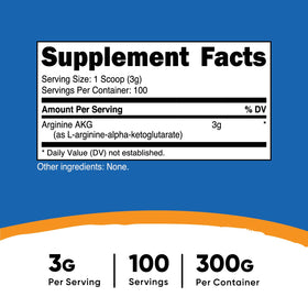 Nutricost Poudre d'Arginine AKG 300g avec mesure incluse