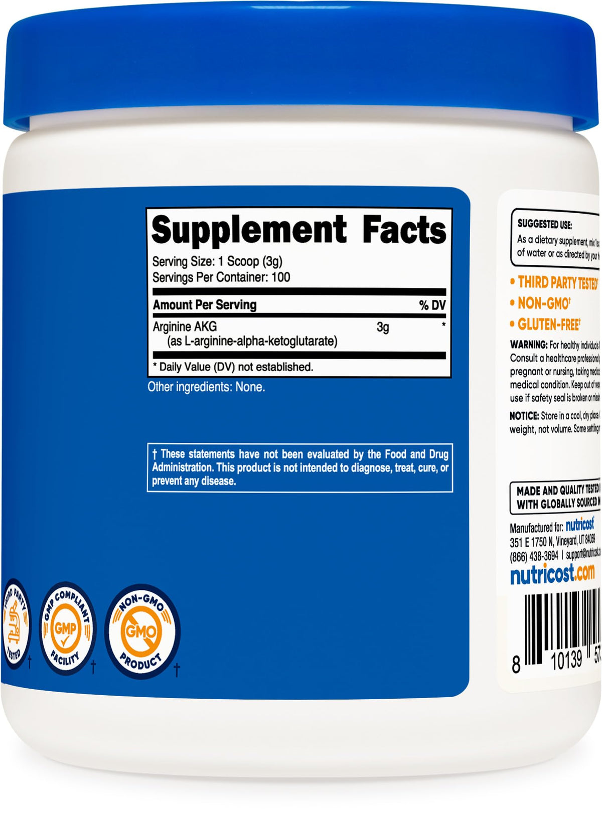 Nutricost Poudre d'Arginine AKG 300g en mode utilisation