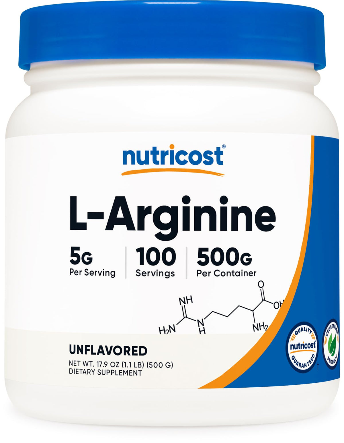 Nutricost Poudre d'Arginine L 500g vue avant