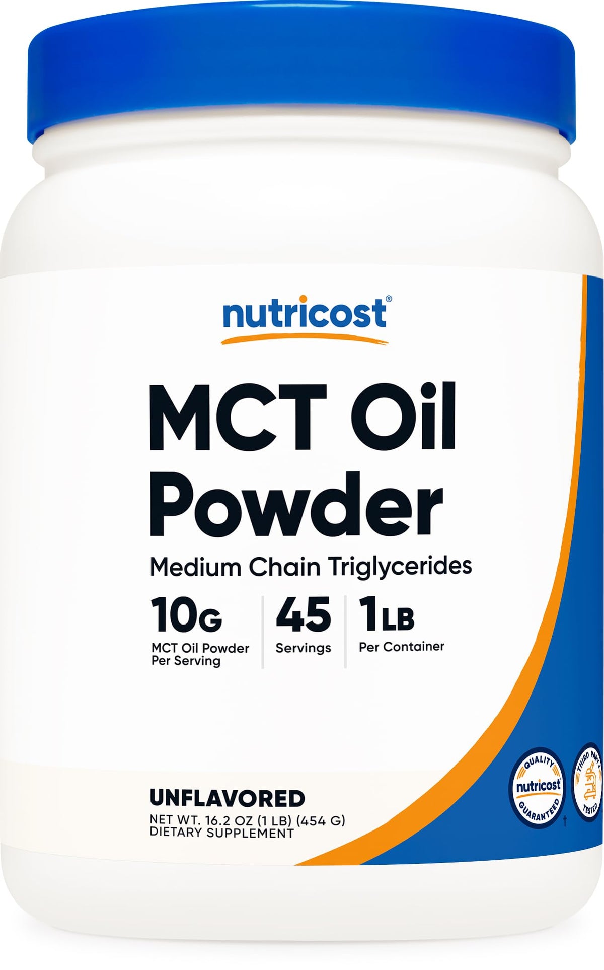 Nutricost Poudre d'Huile MCT 1LB vue avant avec étiquette