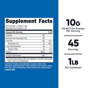 Nutricost Poudre d'Huile MCT C8 1LB vue arrière