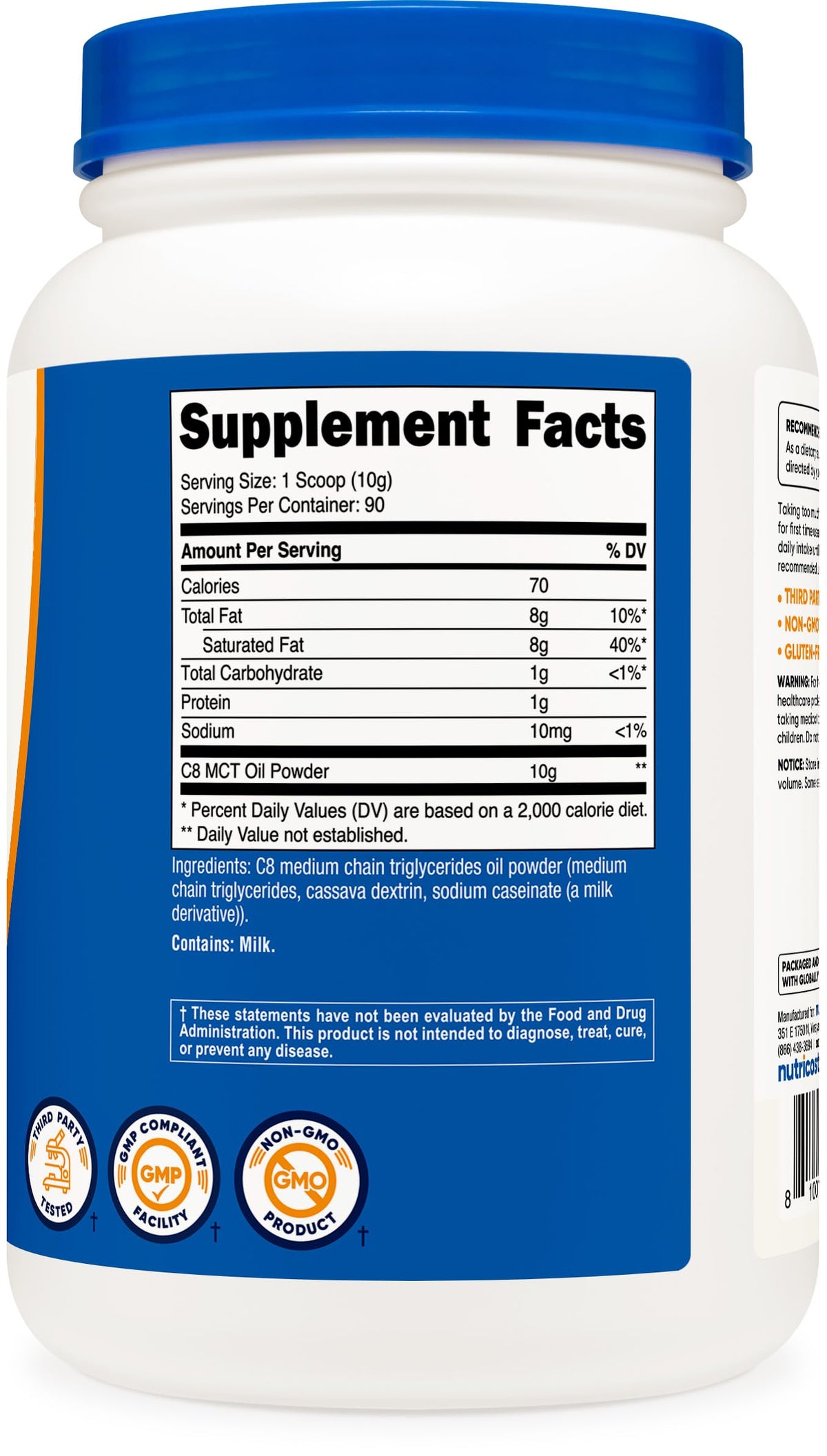 Nutricost Poudre d'Huile MCT C8 570g en utilisation avec un smoothie