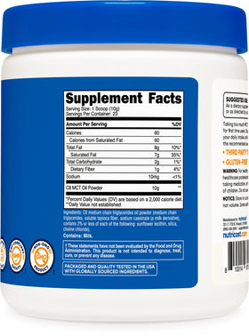 Nutricost Poudre d'Huile MCT C8 95% 290g emballage