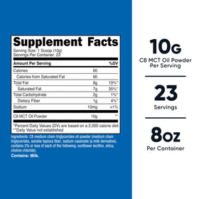 Nutricost Poudre d'Huile MCT C8 95% 290g étiquette