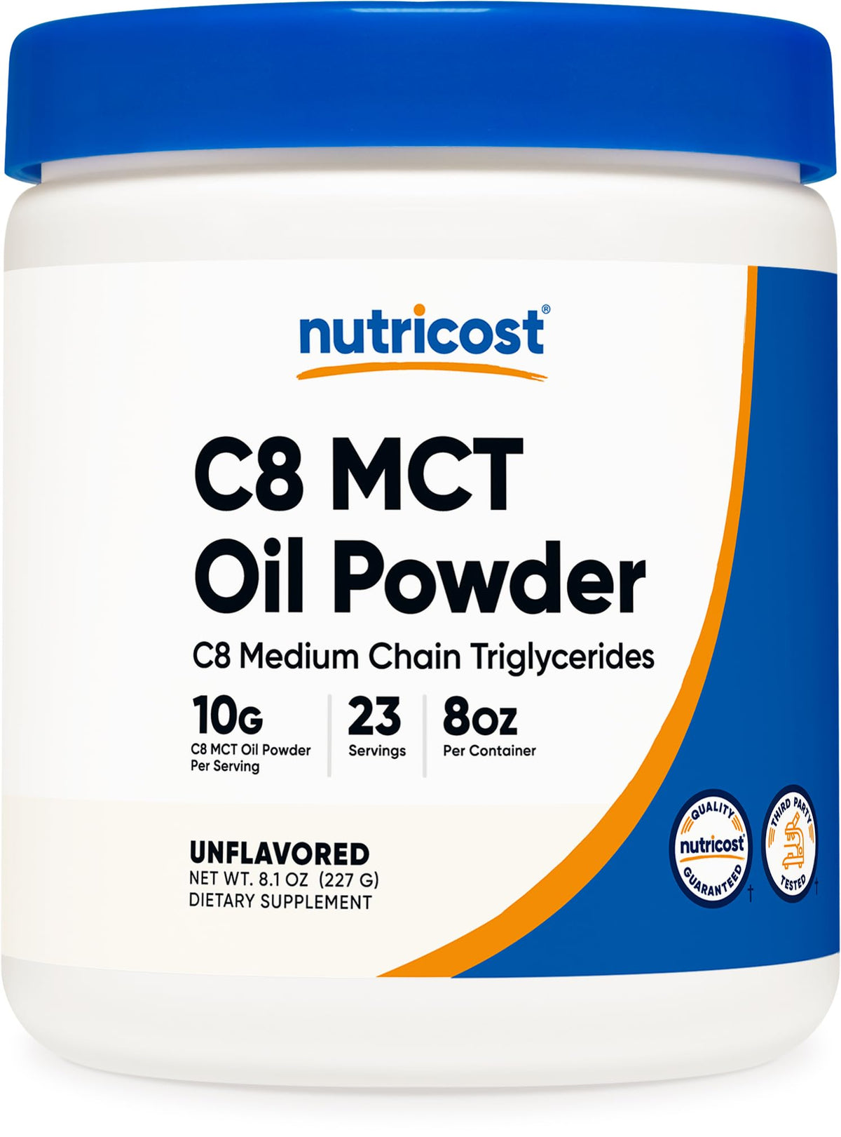 Nutricost Poudre d'Huile MCT C8 95% 290g vue de face