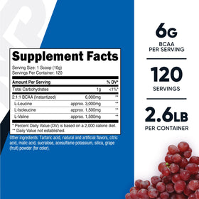 Nutricost Poudre de BCAA Raisin 120 Portions arrière
