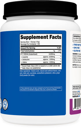 Nutricost Poudre de BCAA Raisin 120 Portions avec mesure