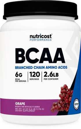 Nutricost Poudre de BCAA Raisin 120 Portions devant