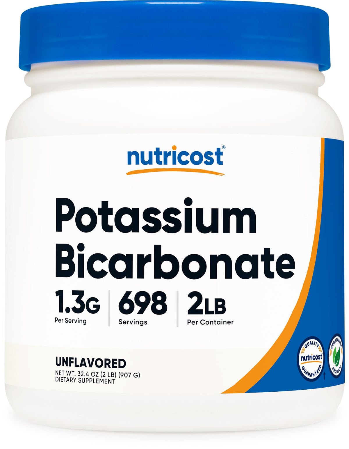 Nutricost Poudre de Bicarbonate de Potassium 2 LB vue de face