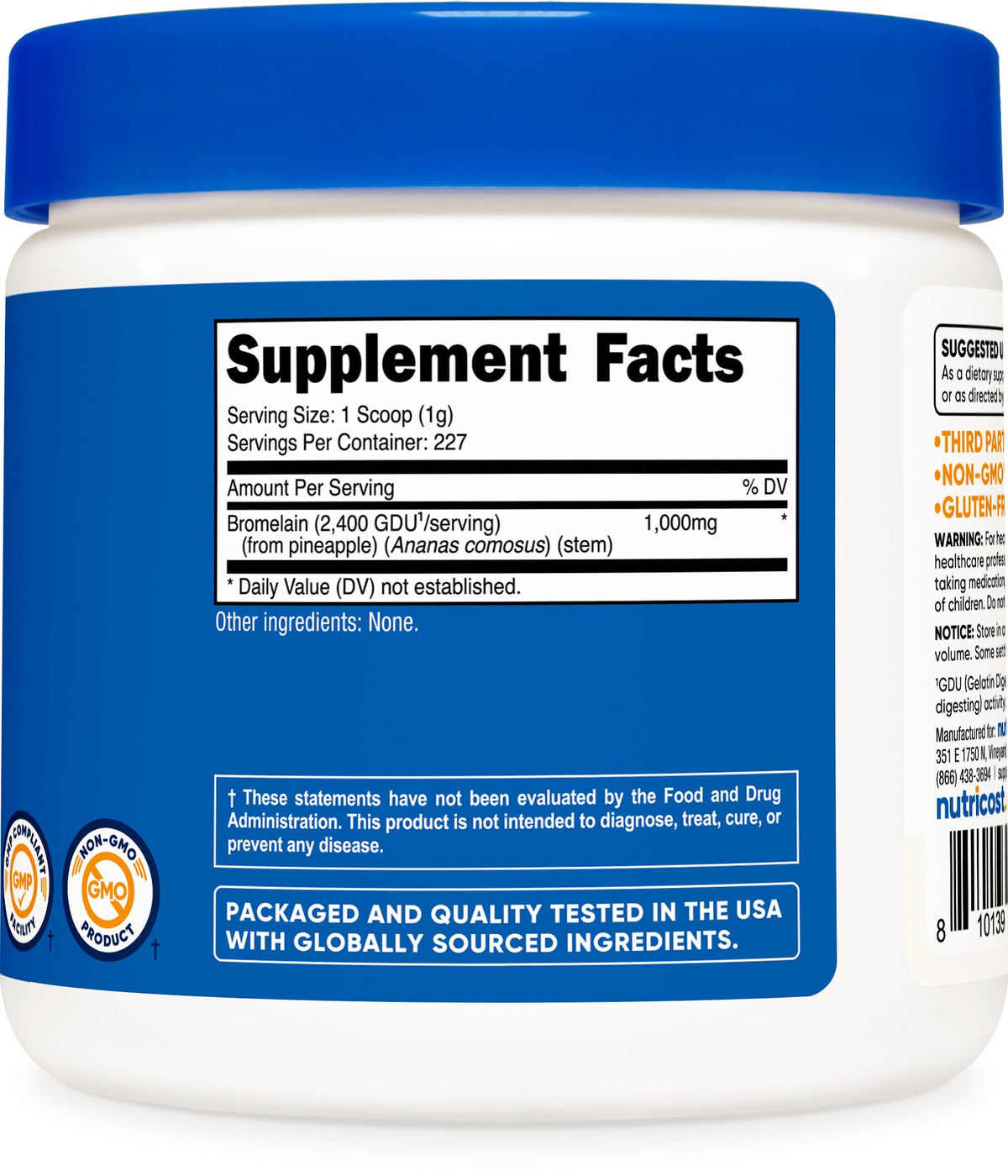 Nutricost Poudre de Bromélaïne 8 OZ sur un fond naturel