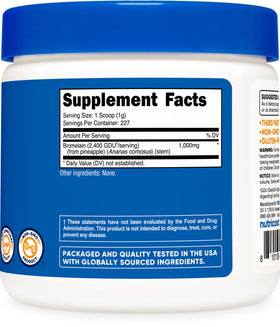 Nutricost Poudre de Bromélaïne 8 OZ sur un fond naturel