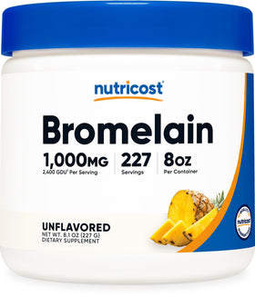 Nutricost Poudre de Bromélaïne 8 OZ vue de face avec étiquette
