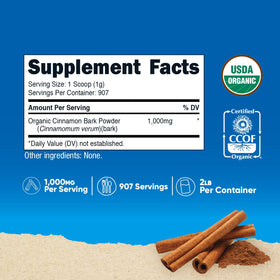 Nutricost Poudre de Cannelle de Ceylan Bio 1029g emballage
