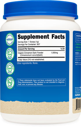 Nutricost Poudre de Cannelle de Ceylan Bio 1029g près d'ingrédients