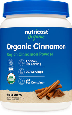 Nutricost Poudre de Cannelle de Ceylan Bio 1029g vue de face