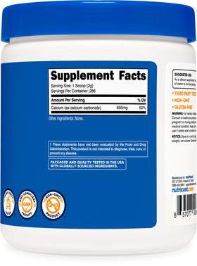 Nutricost Poudre de carbonate de calcium 500g sur une table