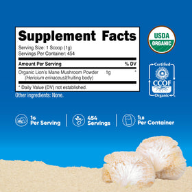 Nutricost Poudre de Champignon Lion's Mane Bio 540g packaging