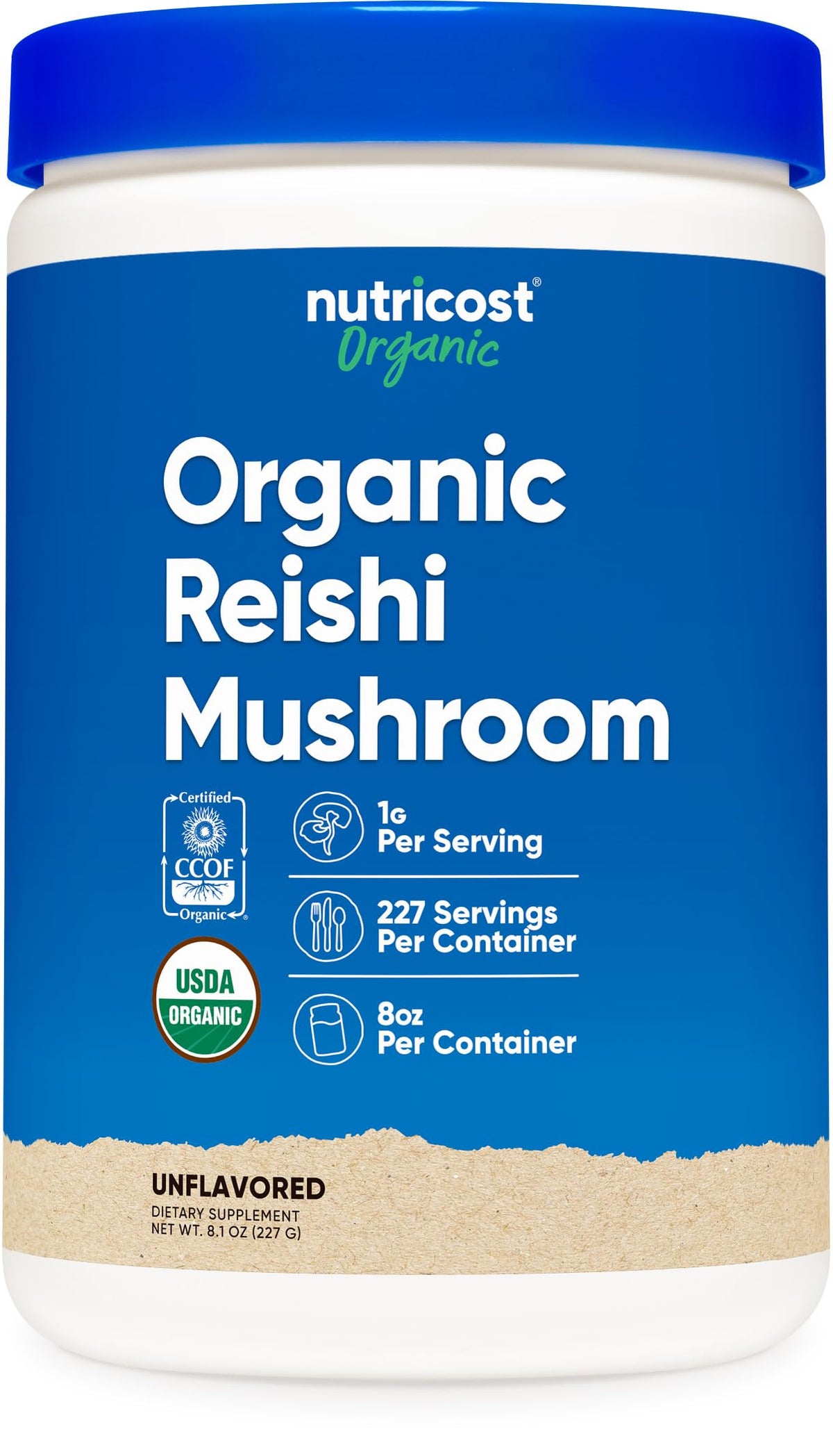 Nutricost Poudre de Champignon Reishi Bio 291g emballage avant