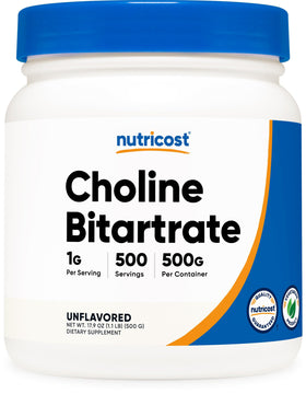 Nutricost Poudre de Choline Bitartrate 500g vue de face