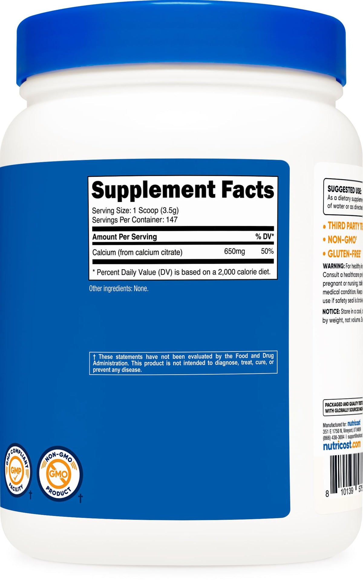Nutricost Poudre de Citrate de Calcium 500g à côté d'autres compléments alimentaires