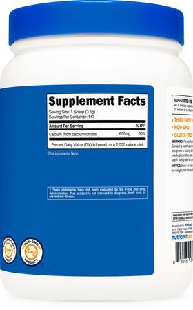 Nutricost Poudre de Citrate de Calcium 500g à côté d'autres compléments alimentaires