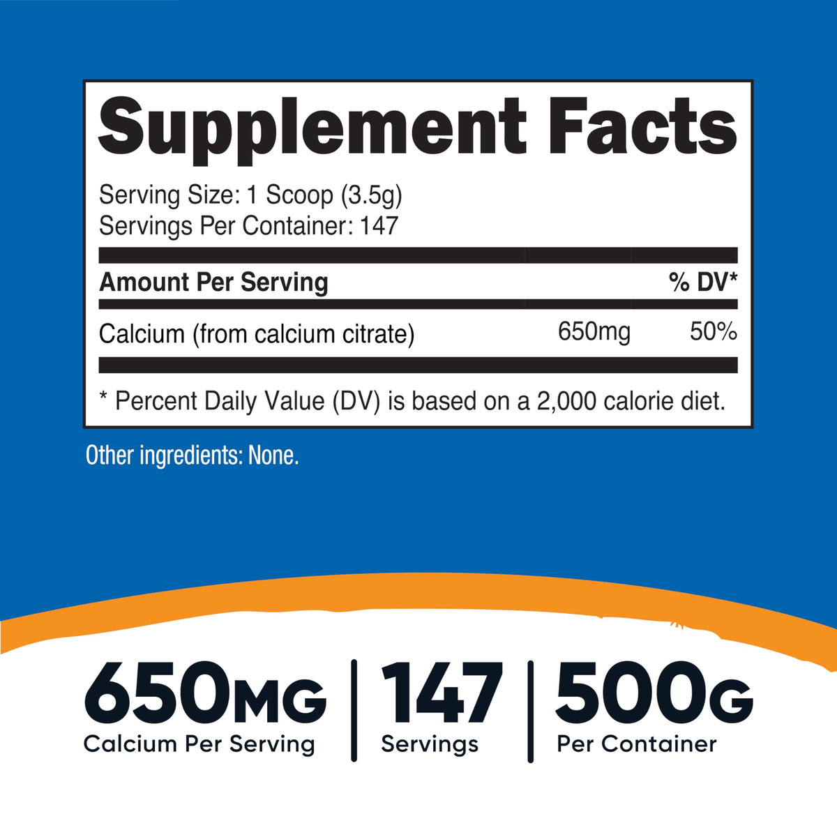 Nutricost Poudre de Citrate de Calcium 500g avec scoop inclus