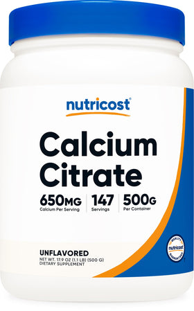 Nutricost Poudre de Citrate de Calcium 500g vue de face