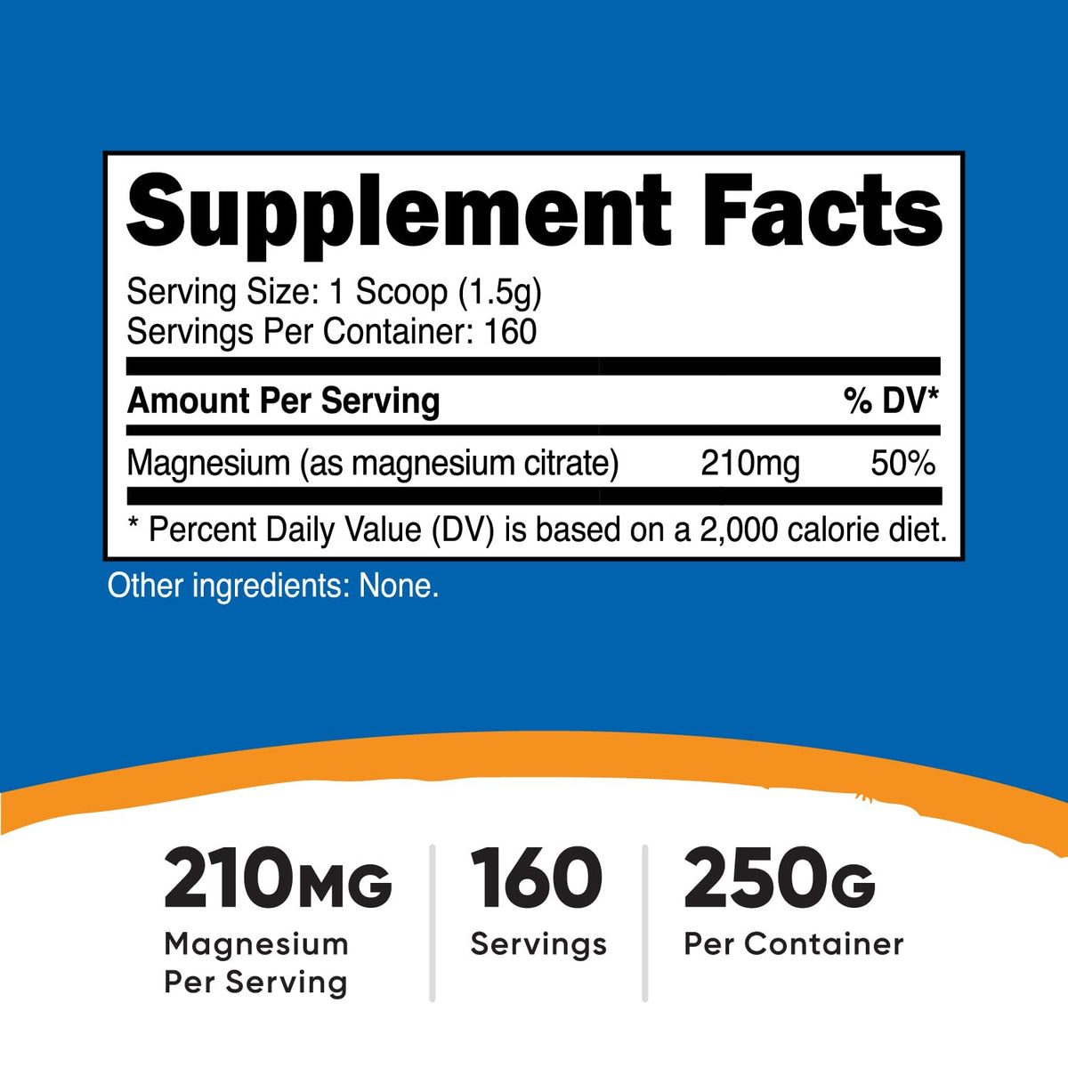 Nutricost Poudre de Citrate de Magnésium 250G emballage