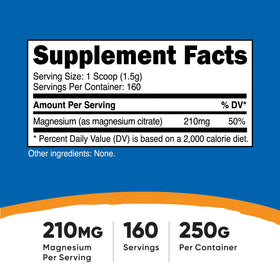 Nutricost Poudre de Citrate de Magnésium 250G emballage